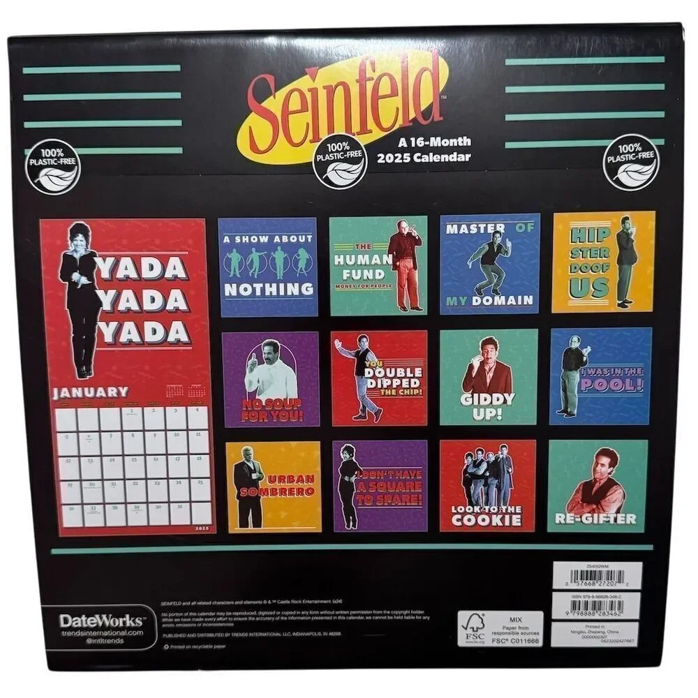 Seinfeld 2025 Wall Calendar “ A Show About Nothing” 16 month